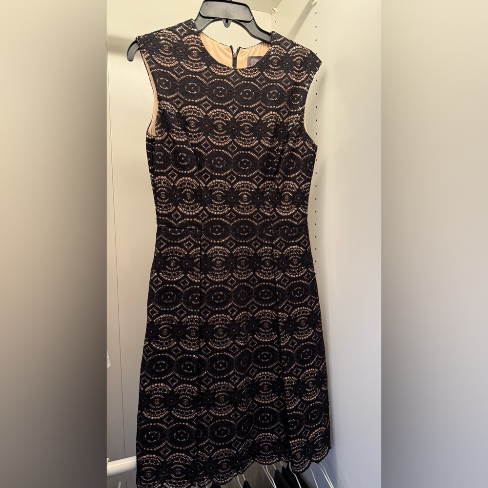 Elegant Black and Cream fit and flare Dress
